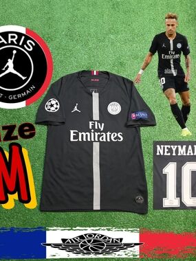 Jordan X PSG Neymar Jr #10 2018/2019 Home Black Champions League Jersey Medium